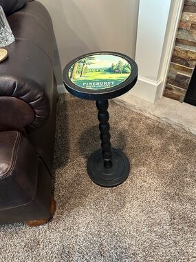 Pinehurst North Carolina Wooden Drink Table - Golfer’s Rustic Side Table
